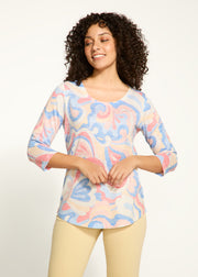 3/4 Sleeve Scoop Neck Top by French Dressing