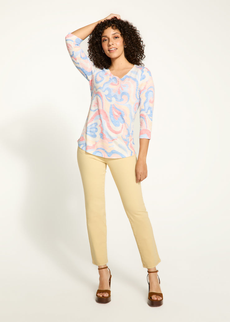 3/4 Sleeve Scoop Neck Top by French Dressing