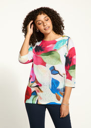 3/4 Sleeve Drop Shoulder Boat-Neck Top by French Dressing