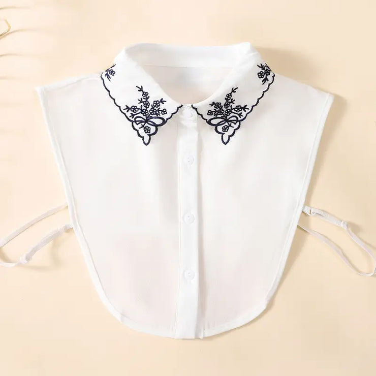 Dickie/Faux Collar - Black Embroidery on Collar