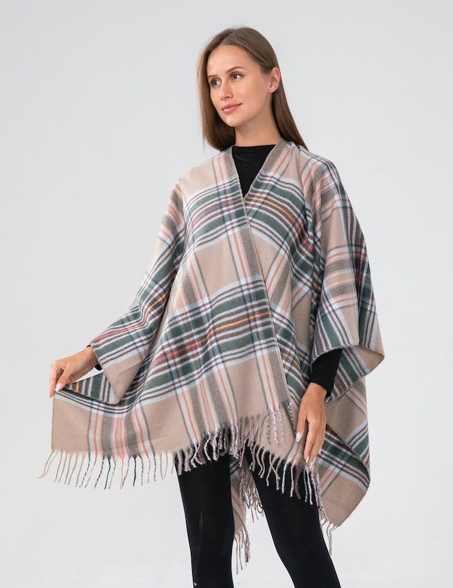 Beige Plaid Wrap