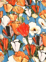 Cathy Poppies Scarf - Blue