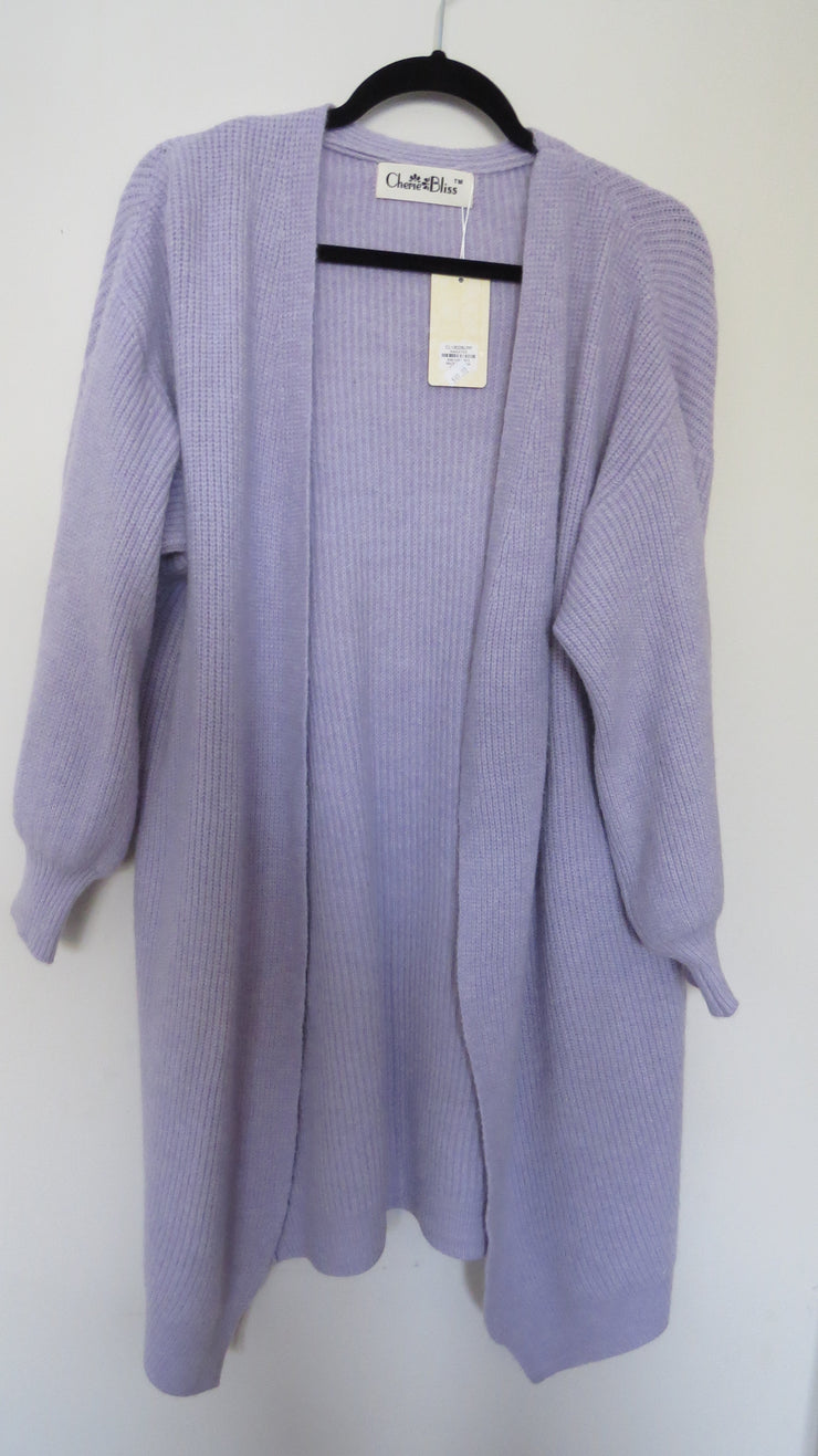 Solid Colour Knitted Cardigan - Mauve