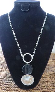 Necklace by Merx - Silver and Black Natural Stone