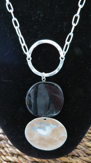 Necklace by Merx - Silver and Black Natural Stone