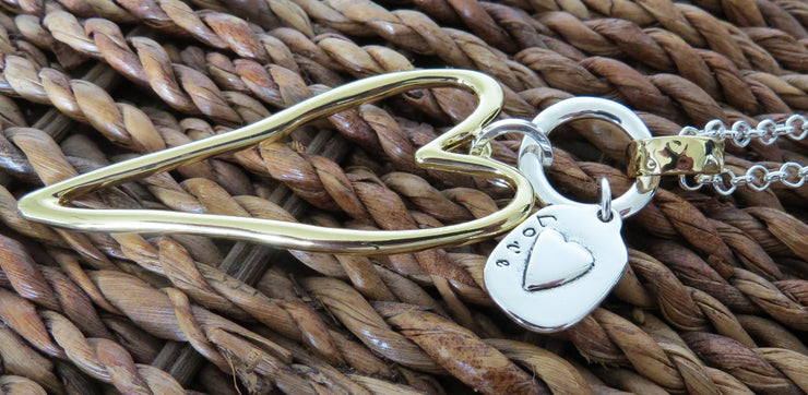 Gold and Silver Necklace with Gold Heart by Merx