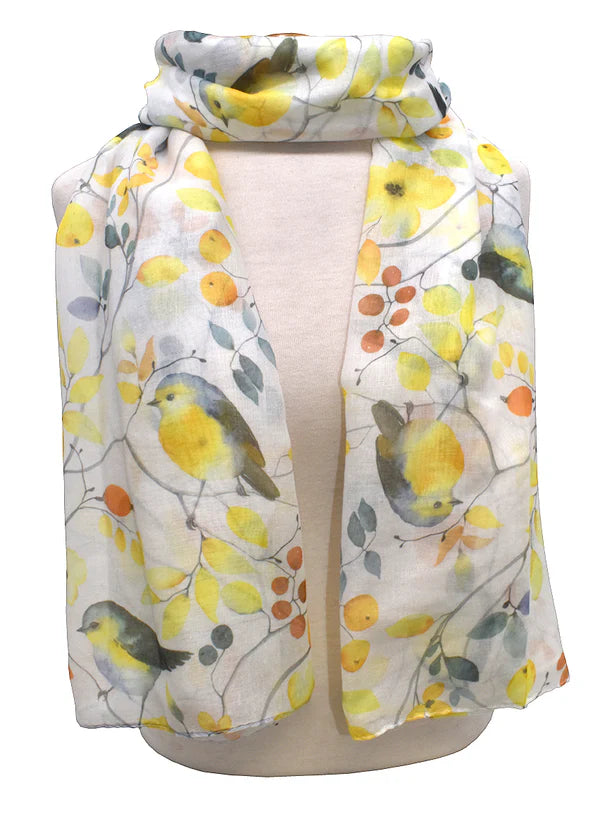 Bird on a Branch Scarf - Yellow