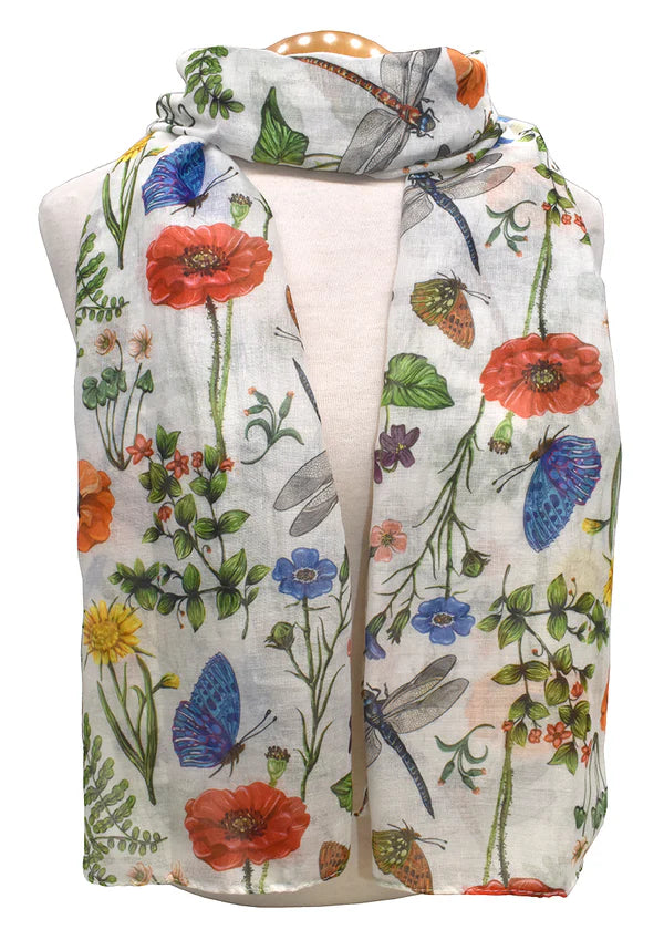 Dragonfly Scarf with Bugs and Insects