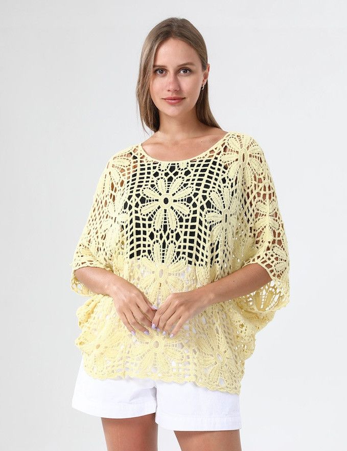 Yellow Crocheted Topper - Flower Pattern