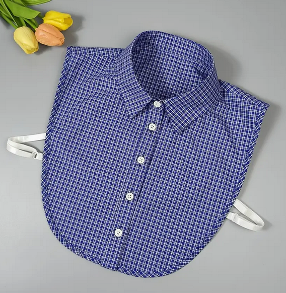 Dickie/Faux Collar - Blue Plaid