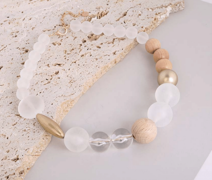 Necklace by Merx - Gold + Frosted + Wood