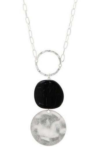 Necklace by Merx - Silver and Black Natural Stone