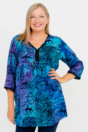 Aqua Batik Blouse by Blue Sky Clothing