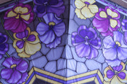 Stained Glass Pansies Stick Umbrella Reverse Close